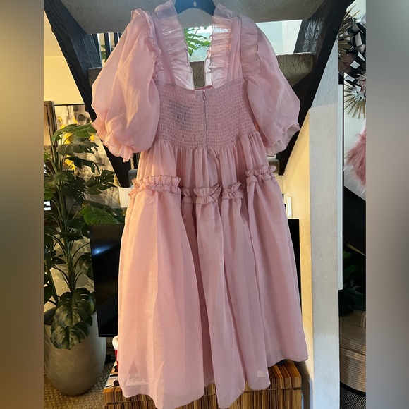 pink midi ruffle dress Pink Floral Ruffle Sleeve Midi Dress Medium